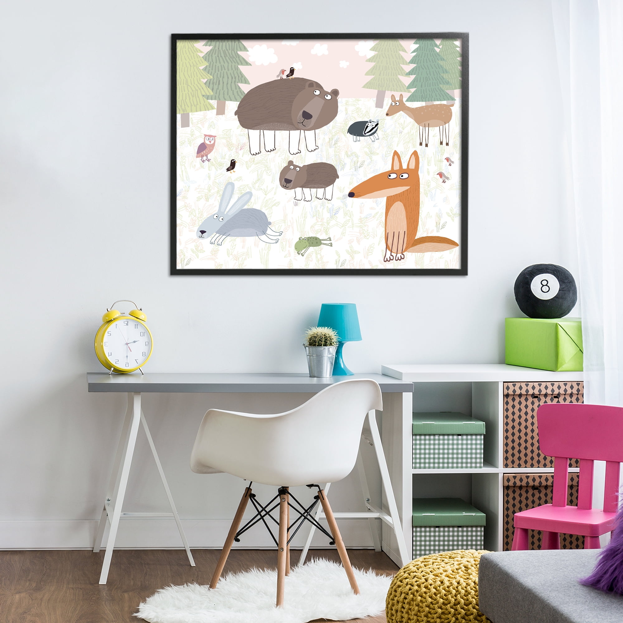 Stupell Industries Forest Animals Out and About Black Framed Giclee Art, design by Carla Daly