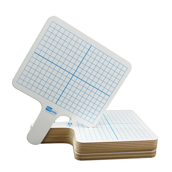 Flipside Products Two-Sided (3/8" Graph/Blank) Rectangular Dry Erase Graphing Paddles, Class Pack of 12