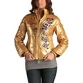 thumbnail image 4 of Ed Hardy by Christian Audigier Women's Embroidered Removable Hood Puffer Jacket (Small, Gold), 4 of 12