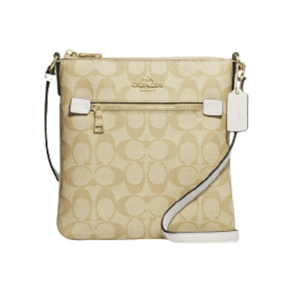 Coach Women's Lightweight Canvas Leather Top Zip Mini Rowan File Bag, Beige
