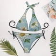 thumbnail image 4 of Women's Summer Original Design Daisies Garden Flowers Art Craft Pattern Decorative Bikini Summer Triangle Bathing Suit Tie String Thong, 4 of 5