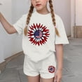 thumbnail image 4 of ITSAME Girls 4th of July Outfits 2-Piece, Fashion Print Crewneck T-Shirts and Shorts Casual Clothes Set White Size 10, 4 of 6