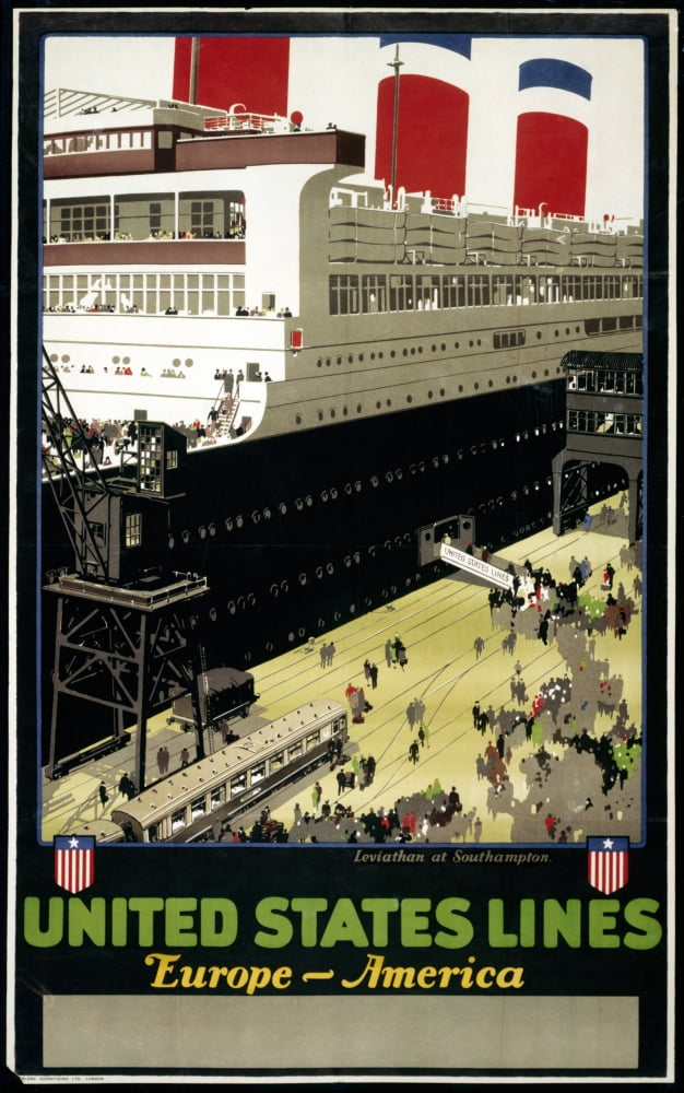 United States Lines S.S Leviathan Ocean Liner Travel Poster 11 x 17