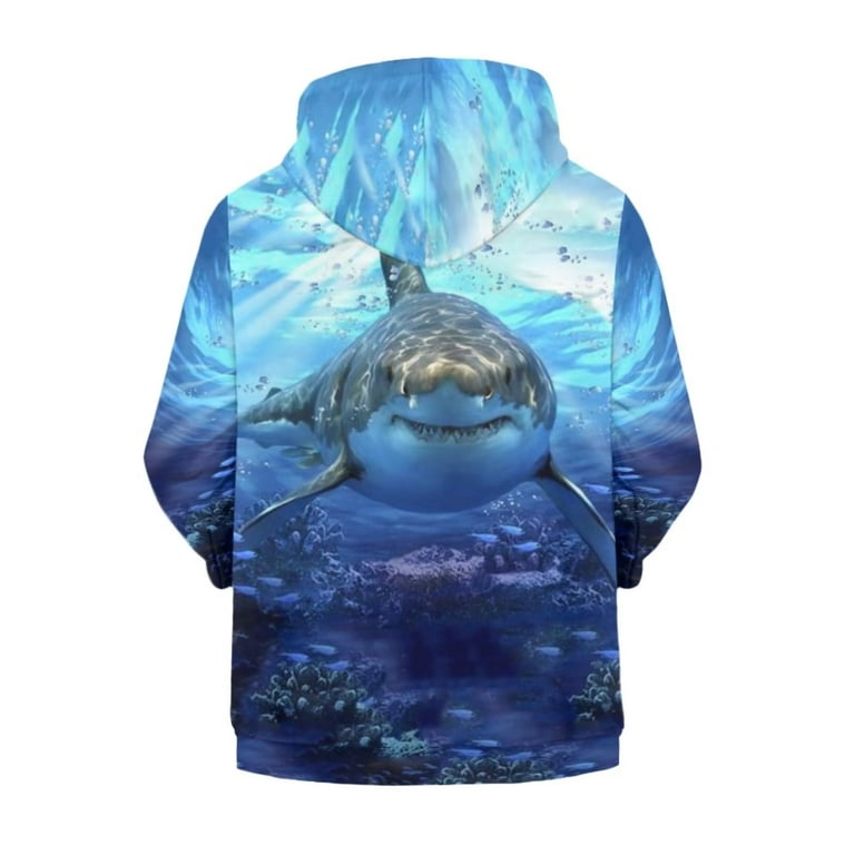 Renewold Workout Shirt Hoodie for Teen Boys 6-7T Shark Streetwear