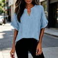 thumbnail image 7 of T Shirts for Women V Neck Short Sleeve Loose Blouses Casual Solid Color Summer Tunic Tops, L, 7 of 7