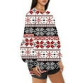 thumbnail image 3 of Hauts d'Été à Manches Longues pour Femmes Mode Décontractée Impression Col Rond Manches Longues Chandail en Molleton Ample Blouse d'Automne Pull Hauts Col Haut pour Femmes Hauts et Blouses d'Été, 3 of 6