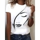 thumbnail image 1 of Figure Print Crew Neck T-shirt, Casual Short Sleeve Summer Daily Top, Women's Clothing, 1 of 6