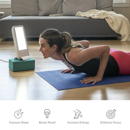 Verilux HappyLight Full-Size - UV-Free Therapy Lamp, Bright White Light with 10,000 Lux, Adjustable Brightness, 2 Interchangeable Lenses, Detachable Stand, and Wall Mountable