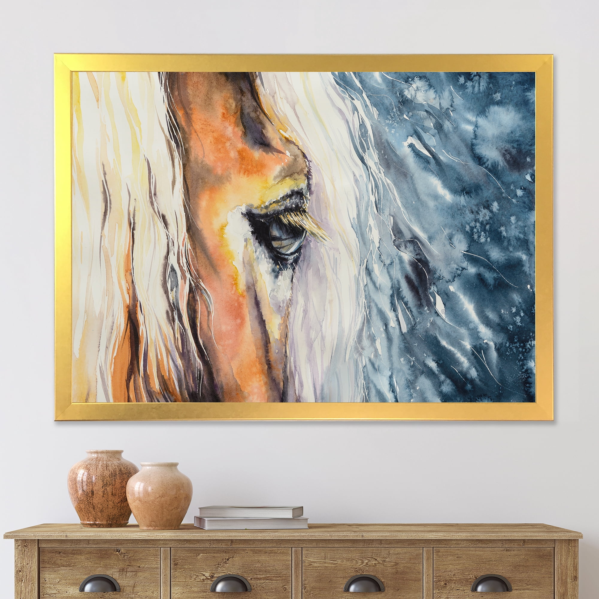 Designart 'Abstract Close-Up of A Beautiful Horses Eye II' Farmhouse Framed Art Print