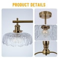 thumbnail image 5 of Industrial 3-Light Dining Room Chandelier, Bronze Iron Pendant Light with Glass Shades & Adjustable Hanging Rods, 31.5" Length×43.3" Height, E26×3 Sockets, 5 of 10