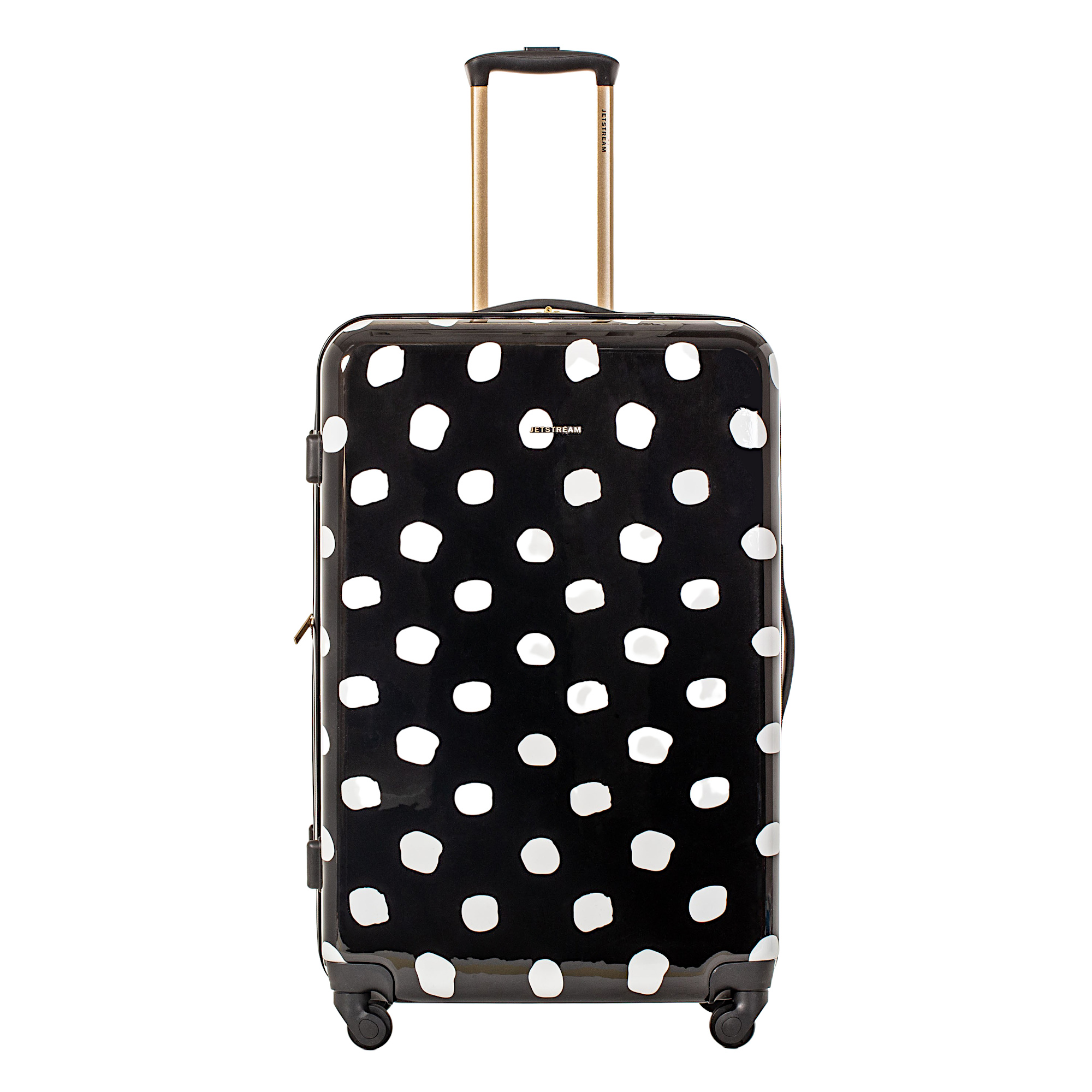 Jetstream 28-inch Hardside Rolling Spinner Checked Luggage, White Dots on Black