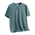 thumbnail image 5 of Hoen Summer Short Sleeve Tops for Men Button Round Neck Basic Shirts Soft Breathbale Casual Loose Pullover Shirts, 5 of 9