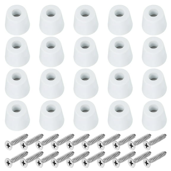 Uxcell Cutting Board Feet Non Slip Rubber Feet Bumpers with Screws 20 Set 0.74"x0.65", White
