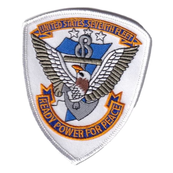 7th Fleet READY POWER FOR PEACE Patch With Hook and Loop, 4.25, Navy