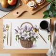 thumbnail image 2 of Spring Lily Placemats Set of 6, Watercolor Retro White Purple Flower Green Leaf Plant Non-Slip Place Mats Washable Table Mats for Kitchen Dining Table Decorations Indoor/Outdoor, 2 of 9