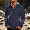 thumbnail image 4 of Men's Lightweight Raincoat Thicken Fleece Lined Softshell Jacket Waterproof Warm Windbreaker with Zip Pockets for Hiking Camping Outdoor, Navy, XXL, 4 of 10
