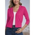 thumbnail image 4 of Women'S 3/4 Sleeve Cropped Cardigan Sweater Elegant Shrugs for Women Rose Red XXL, 4 of 5