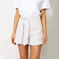 thumbnail image 2 of Pantalones cortos Zulema casuales de verano con cintura elástica y cinturón auto-atado para mujer arroz, 2 of 8