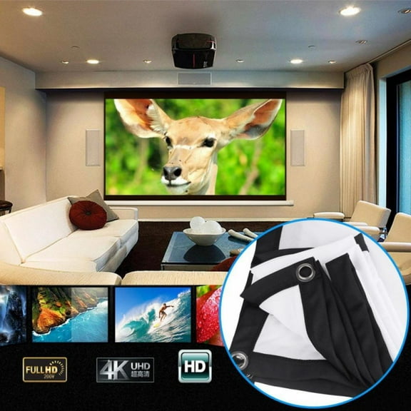 Leonard Projection Screen 16:9 HD Foldable Anti-Crease Outdoor Indoor Projector Screen with Stand Foldable Projector Movies Screen for Home Theater Outdoor Indoor Support Double Sided Projection