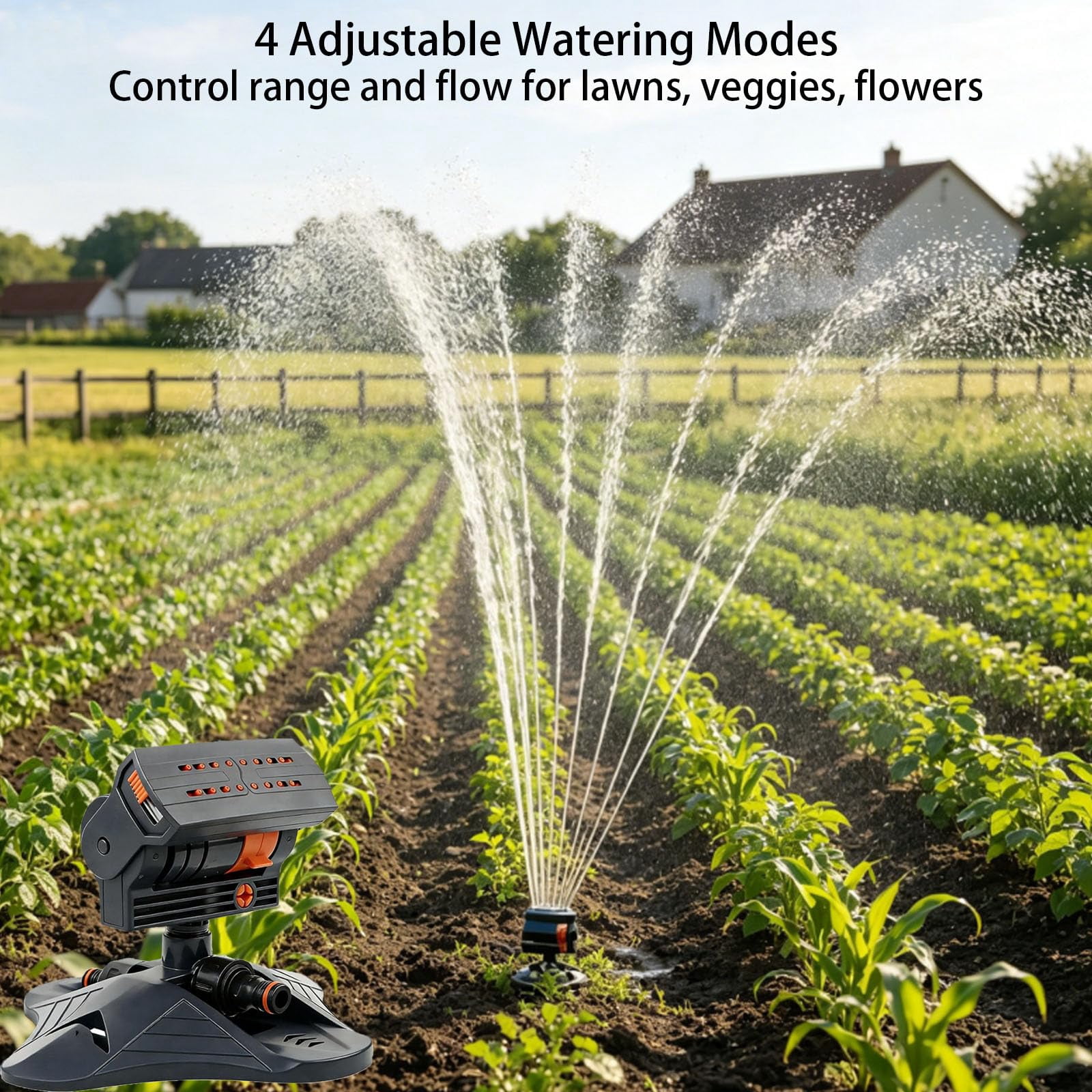 Adjustable Oscillating Sprinkler with Wide Coverage – 16‑Nozzle Lawn Sprinkler with Dual‑Zone Water Timer, 4 Modes, for Yard & Garden