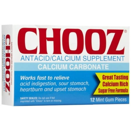 Chooz Antacid/Calcium Mint Gum 12 ea (Pack of 3) (Best Gum For Acid Reflux)