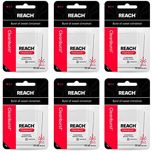 Reach Cleanburst Waxed Dental Floss, Oral Care, Cinnamon Flavored, 55