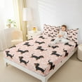 thumbnail image 4 of Manfei Pink Brown Dachshund Twin Sheet Sets for Teens, Kawaii Pet Dog Lover Twin Fitted Sheet, Cartoon Animal Flat Sheet, Microfiber Bedroom Decor, 3 Pieces, 4 of 7