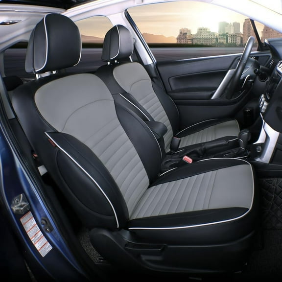 EKR Custom Fit Forester Car Seat Covers for Subaru Forester 2014 2015 2016 2017 2018 -Full Set Leatherette Auto Seat Covers(Black/Gray)
