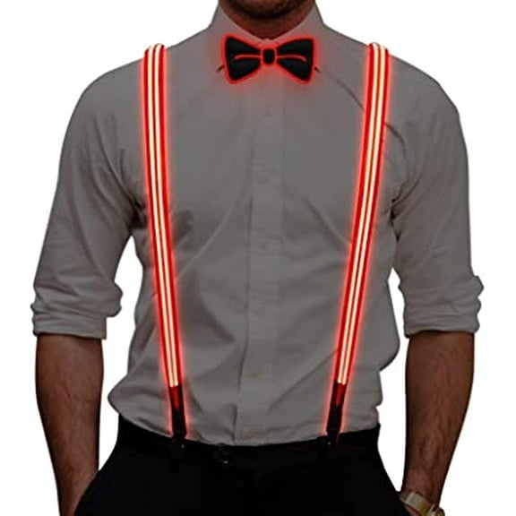 LINLIN Mens Braces Suspenders Braces and Bow Tie Set Y Shaped With Strong Clips Adjustable Suspender Braces