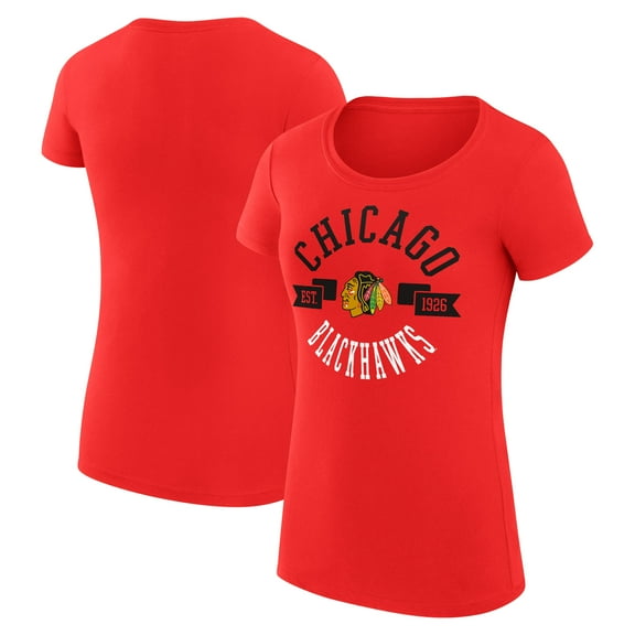 Women's G-III 4Her by Carl Banks Red Chicago Blackhawks Super-Slim Fit Lightweight City Graphic Sport Crewneck T-Shirt