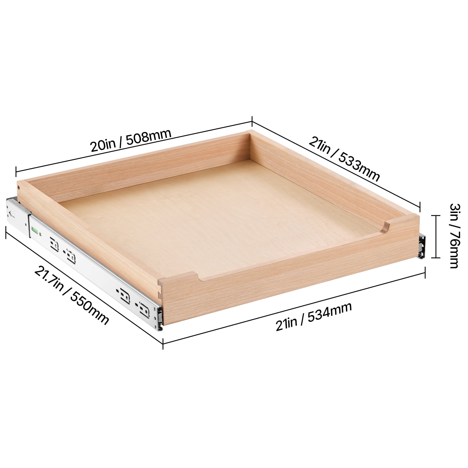 VEVOR Pull Out Cabinet Organizer, 20"W x 21"D Cabinet Drawer, Soft Close Slide out Shelf, Heavy-Duty Sliding Wood Drawer,Bottom and Side Assembly Base Cabinet Organization for Kitchen Pantry Bathroom