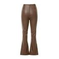 thumbnail image 3 of KOMOO Women Faux Leather Pants High Waist Straight Wide Leg PU Legging Flared Zipper Trousers, 3 of 7