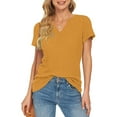 thumbnail image 4 of DondPO Tshirts for Women,Short Sleeve Shirts Women TopsShort Sleeve V Neck CasualFashion Shirt V Neck T Shirts,Basic Tees, Items,Yellow M, 4 of 9