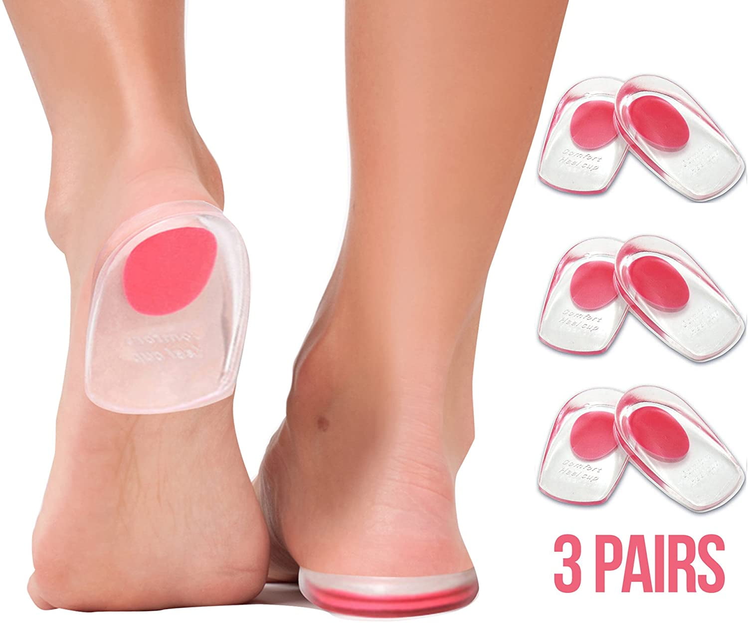Gel Heel Cups Plantar Fasciitis Inserts Silicone Heel Cup Pads for