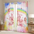 thumbnail image 2 of Homewish Dreamy Pink Castle Black Out Curtains for Girls, Kawaii Fairy Elf Curtains Pack of 2 (42x63 Each), Watercolor Rainbow Bedroom Curtains, Curtains and Drapes Decor, 2 of 6