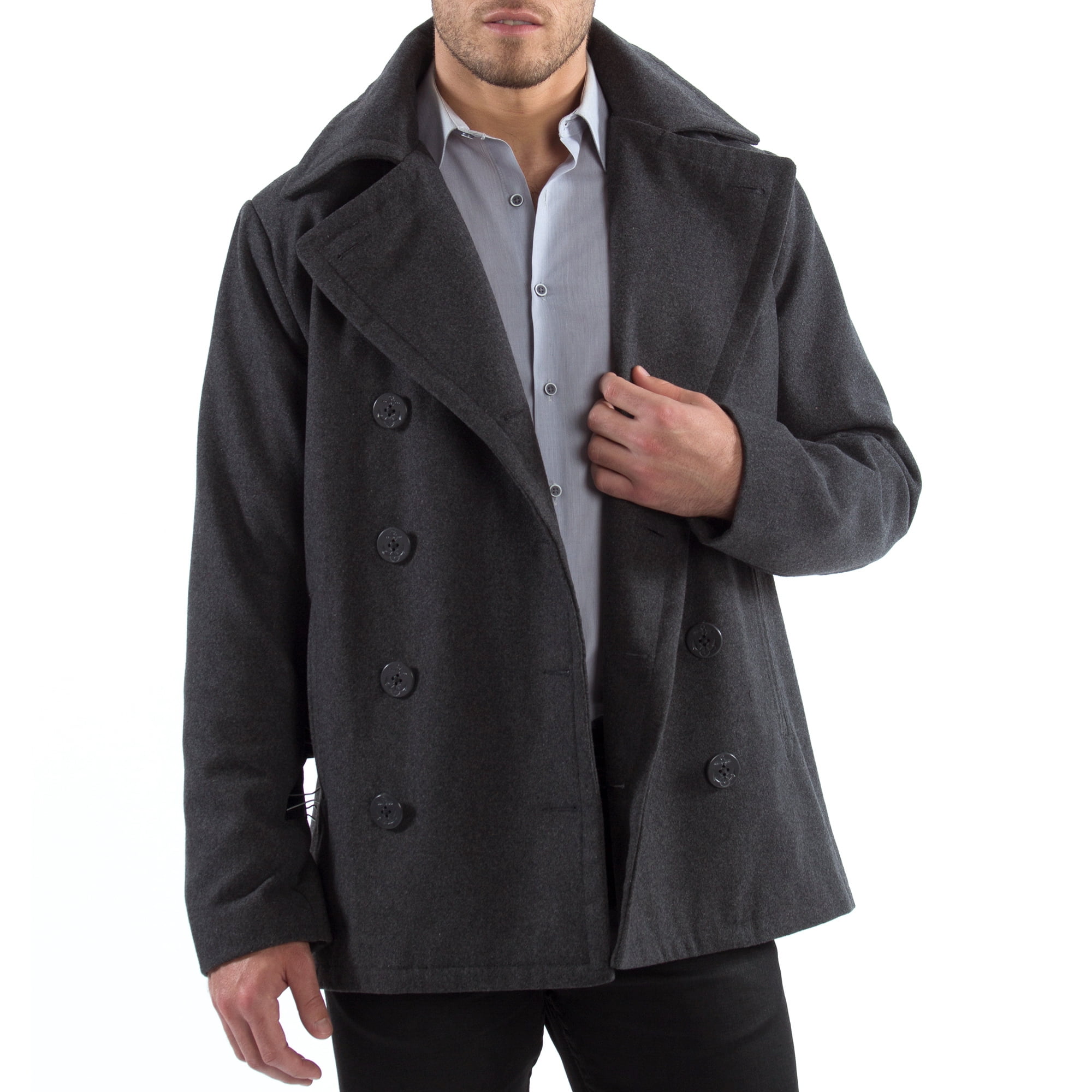 Alpine Swiss Mason Mens Wool Blend Pea Coat Jacket Double Breasted