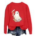 thumbnail image 2 of Cozy Halloween Hoodie for Womem Oversized Fall Outfits, Spooky Ghost & Pumpkin Print Pullover, Cute Casual Sweatshirt, 2 of 4
