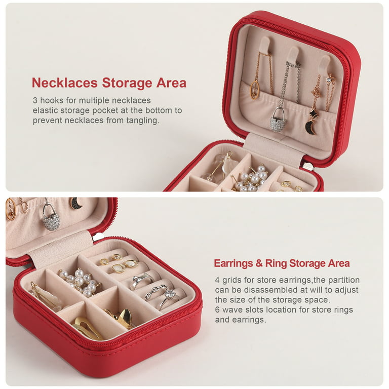 Casegrace Mini Travel Jewelry Box Rings Case Girls Earrings Holder Organizer PU Leather Portable Ring Box Pocket Jewelry Storage Boxes, Women's, Size
