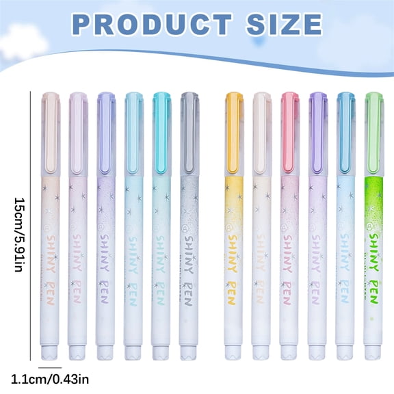 Clearance Under $1.99! 6PCS Glitter Highlighter Pens, Fluorescent Marker Set with Sparkling Ink for Note Taking & Journaling, Plastic, for Creative Projects, Purple, One Size