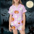 thumbnail image 2 of Girls Halloween Pajama Set Soft Printed Silk Like Sleepwear Outfit for Toddler and Kids Comfortable Party Costume, 2 of 6