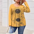 thumbnail image 4 of JSheng Women's Long Sleeve Tops Plus Size Fashion Printing Casual Round Neck Button Loose Pullover T-shirt for Daily Wear Yellow XXXL, 4 of 5