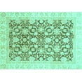 thumbnail image 1 of Ahgly Company Machine Washable Indoor Rectangle Oriental Turquoise Blue Traditional Area Rugs, 5' x 7', 1 of 4