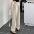 thumbnail image 1 of Pantalones holgados y elegantes de cintura alta para mujer, primavera 2024, nuevos pantalones de pierna ancha para mujer, pantalones de cintura elástica en color liso en la espalda., 1 of 6