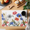 thumbnail image 2 of Watercolor Plant Placemats Set of 6, Red Blue Poppy Floral Decoration Non-Slip Place Mats Washable Table Mats for Kitchen Dining Table Decorations Indoor/Outdoor, 2 of 9