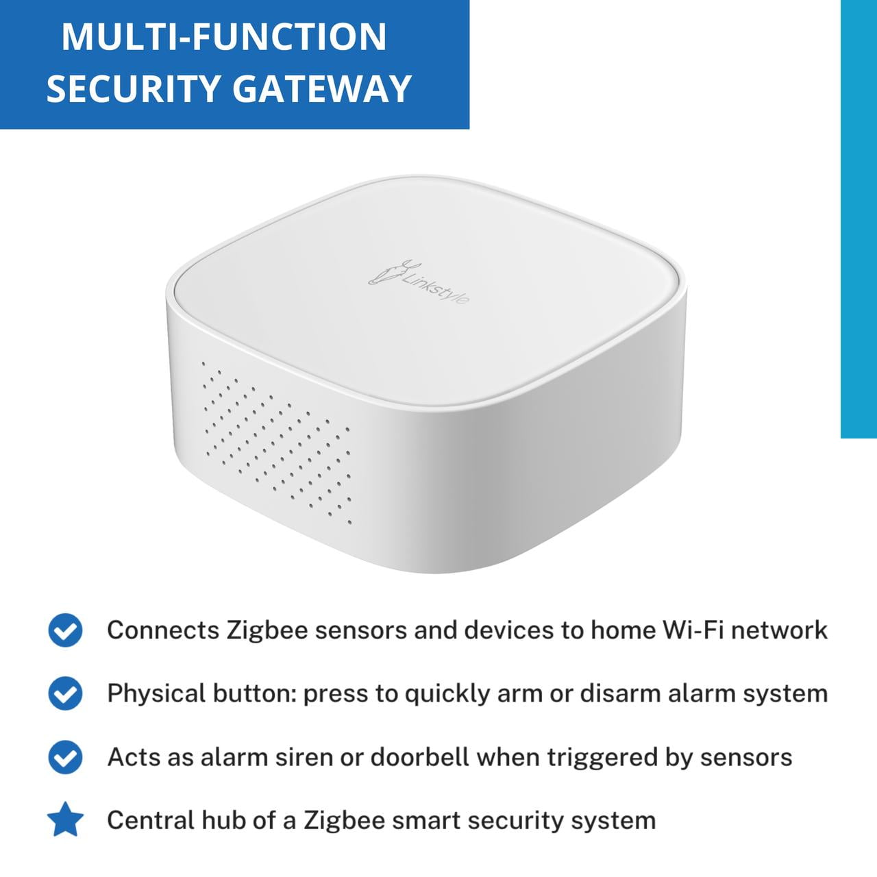 LINKSTYLE Smart Home Security Bundle, 4Pcs Security System Kit Includes Door and Window Sensors, PIR Motion Detection Sensor, Wireless Gateway Hub with App & Voice Controls