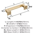 thumbnail image 6 of Amerock Lintel 3-3/4 inch (96mm) Center-to-Center Golden Champagne Cabinet Pull, 6 of 7