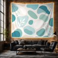 thumbnail image 6 of Teal Amoeba Shapes Floating Among Dots and Leaf Sprigs, Calming Abstract for Art Lovers, Organic Wall Art, Housewarming Gift, Tapestry Wall Hanging for Bedroom and Studio, 6 of 7