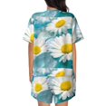 thumbnail image 3 of Bingfone Daisy Flowers Print Pajamas Sets for Women Soft Short-Sleeved Pjs with Lounge Shorts Two Piece Sleepwear, 3 of 8