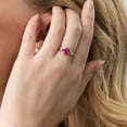 thumbnail image 6 of Gem Stone King 1.45 Cttw Oval Red Created Ruby Ring for Women |  2 Tone 925 Sterling Silver and 10K Yellow Gold | Wedding Engagement Anniversary Promise Ring for Women | Size 6, 6 of 6