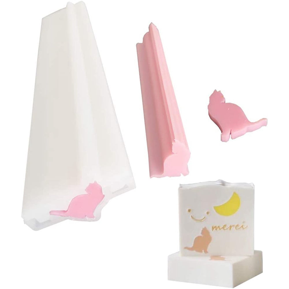 2Pcs Tube Column Silicone Soap Candle Mold Embed Soap Making Supplies Silicone Mold - Little Cat & Bird Shaped